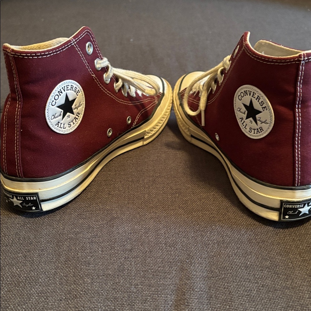Converse High-Tops in Burgundy and Cream - Picture 7 of 7